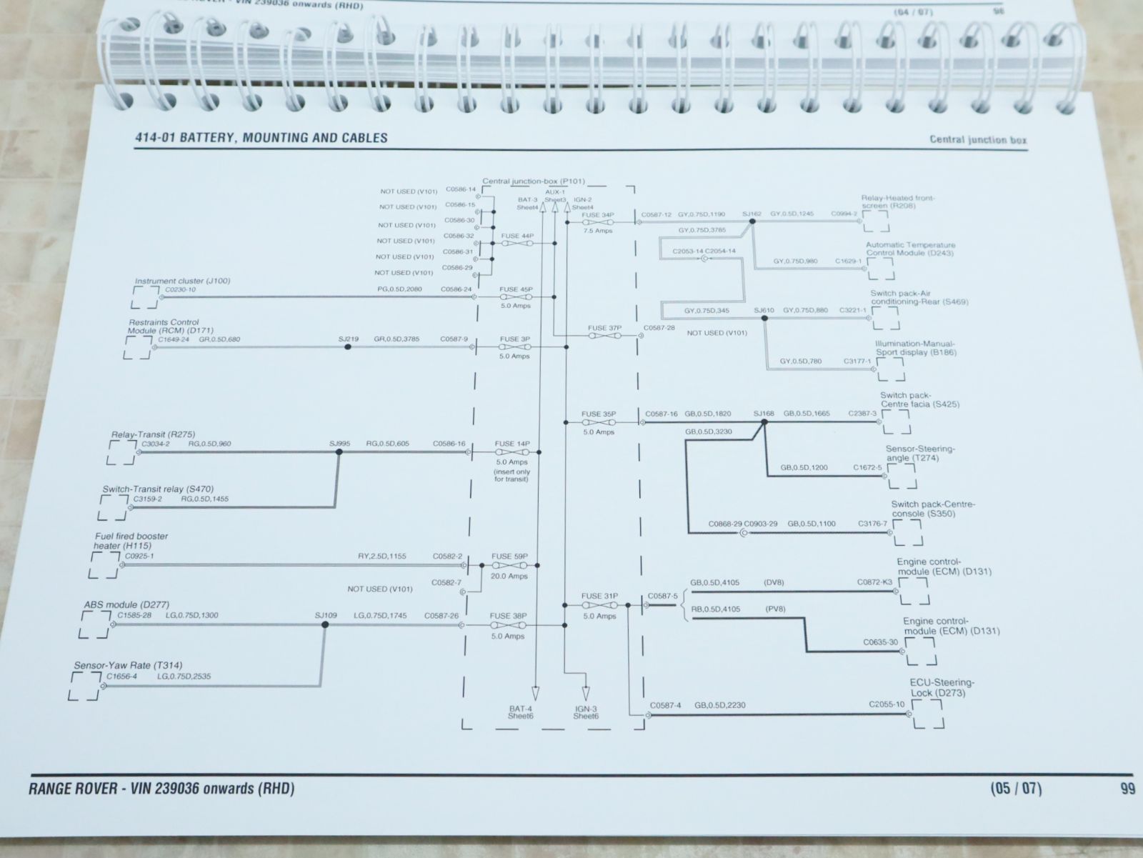 通年定番◆LAND ROVER ｜電機配線図｜ ｜レンジローバー スポーツ 2006？ 回路図 電機接続図 240ページ VIN:983117■J6502 ローバー