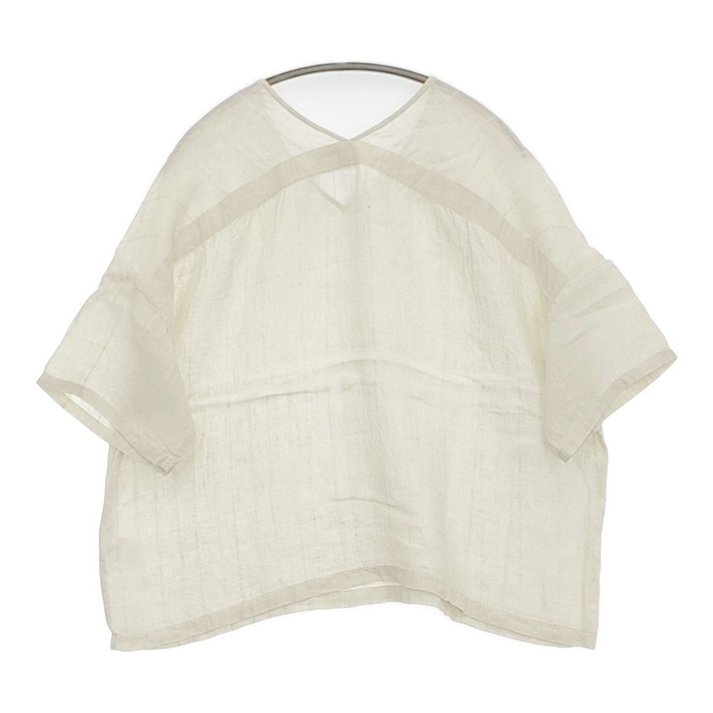 evam eva linen stitches pullover 定価26400円 サイズM ブラウス シャツ 25 SS アイボリー レディース エヴァムエヴァ 5-0902 S