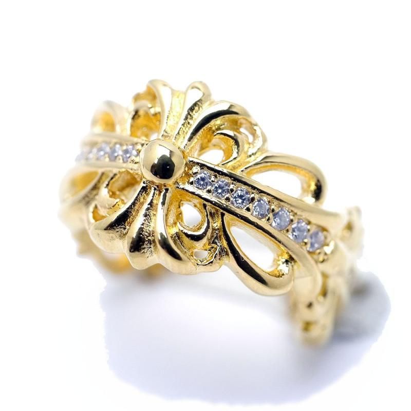 シルバーワン hi フローラル クロス 24金メッキ フ リング メンズ シルバー925 24K イエローゴールド コーティング フリーサイズ 指輪