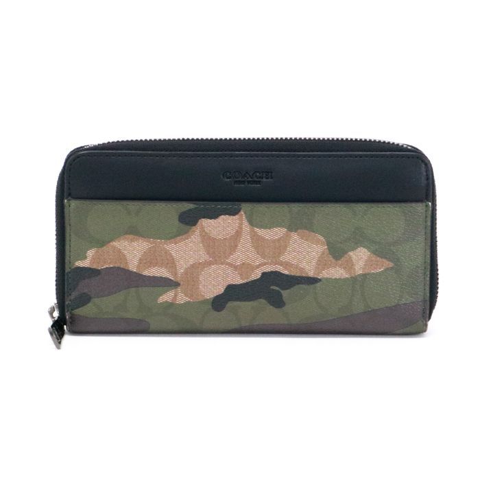 爆買い，定番人気 COACH コーチ　迷彩　アコーディオン ウォレット ウィズ カモ プリント グレイ マルチ/長財布　ブラック×グレー　F30280