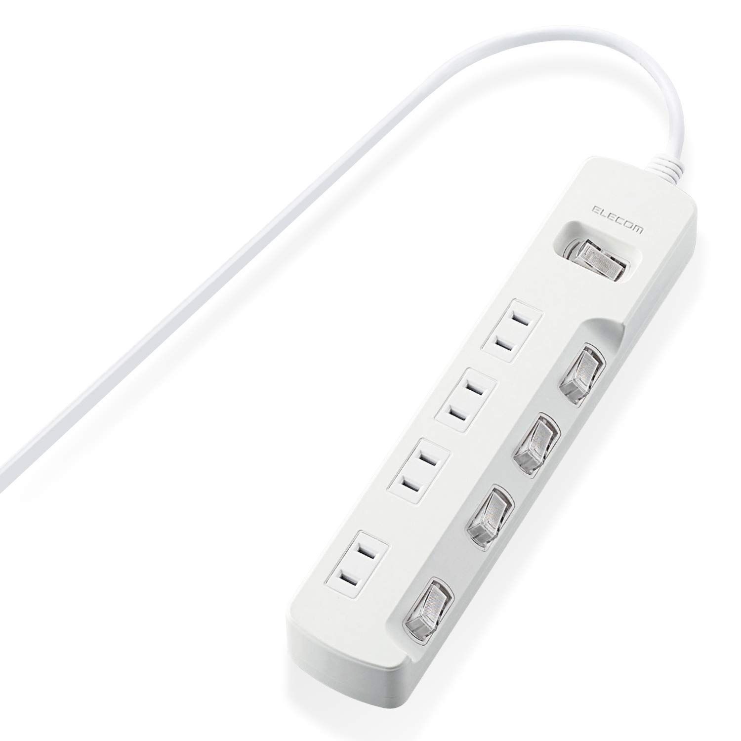 【人気商品】T-K8A-2425WH ホワイト 2.5m 4個口 ほこりシャッター付 スイングプラグ 一括u0026個別スイッチ 雷ガード 電源タップ エレコム