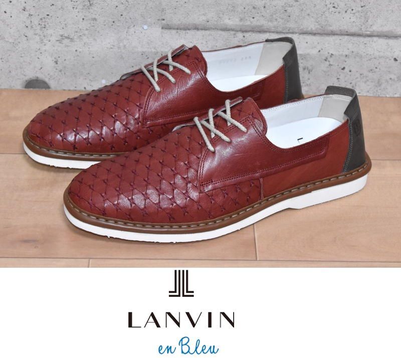 新品 LANVIN en Bleu 外羽根 レザーシューズ 26.5cm ランバン オン ブルー 86213 キルティング ビジカジ