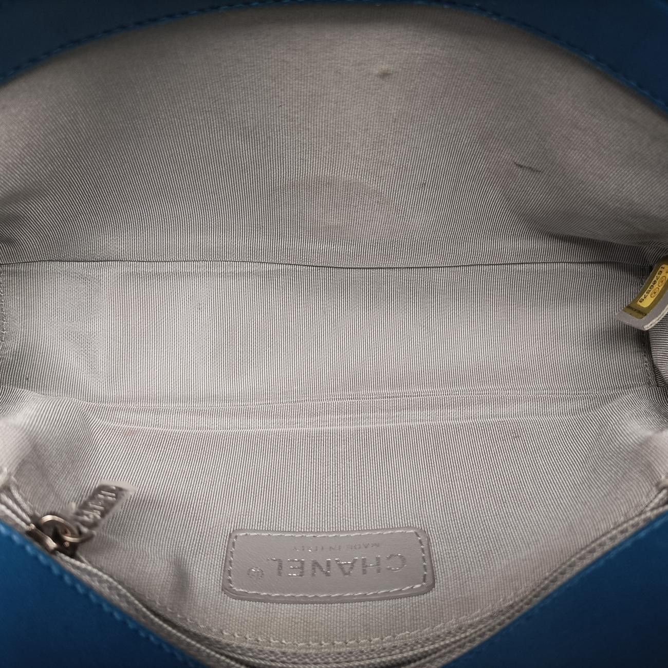 シャネルChanelボーイシャネルブルーパールフィッシュスキン×レザーA6713816706579