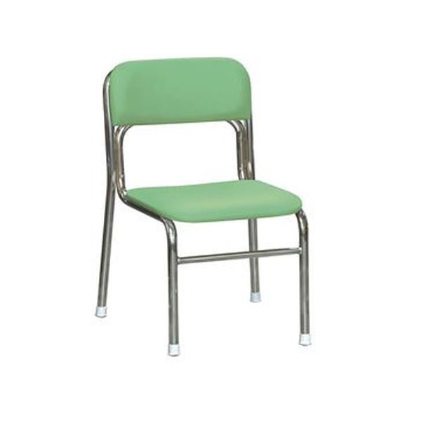 スタッキングチェア 幅45cm グリーン×クロムメッキ 重さ4.3kg 軽量 日本製 防汚 スチール 完成品 1脚販売 リビング 在宅ワーク
