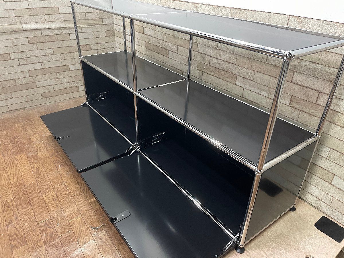 USM Haller USMハラーシステム 2列2段 キャビネット サイドボード ブラック 黒 収納 定価約25万 畑1125 MARWIL-DEMENAGEMENTS_CH