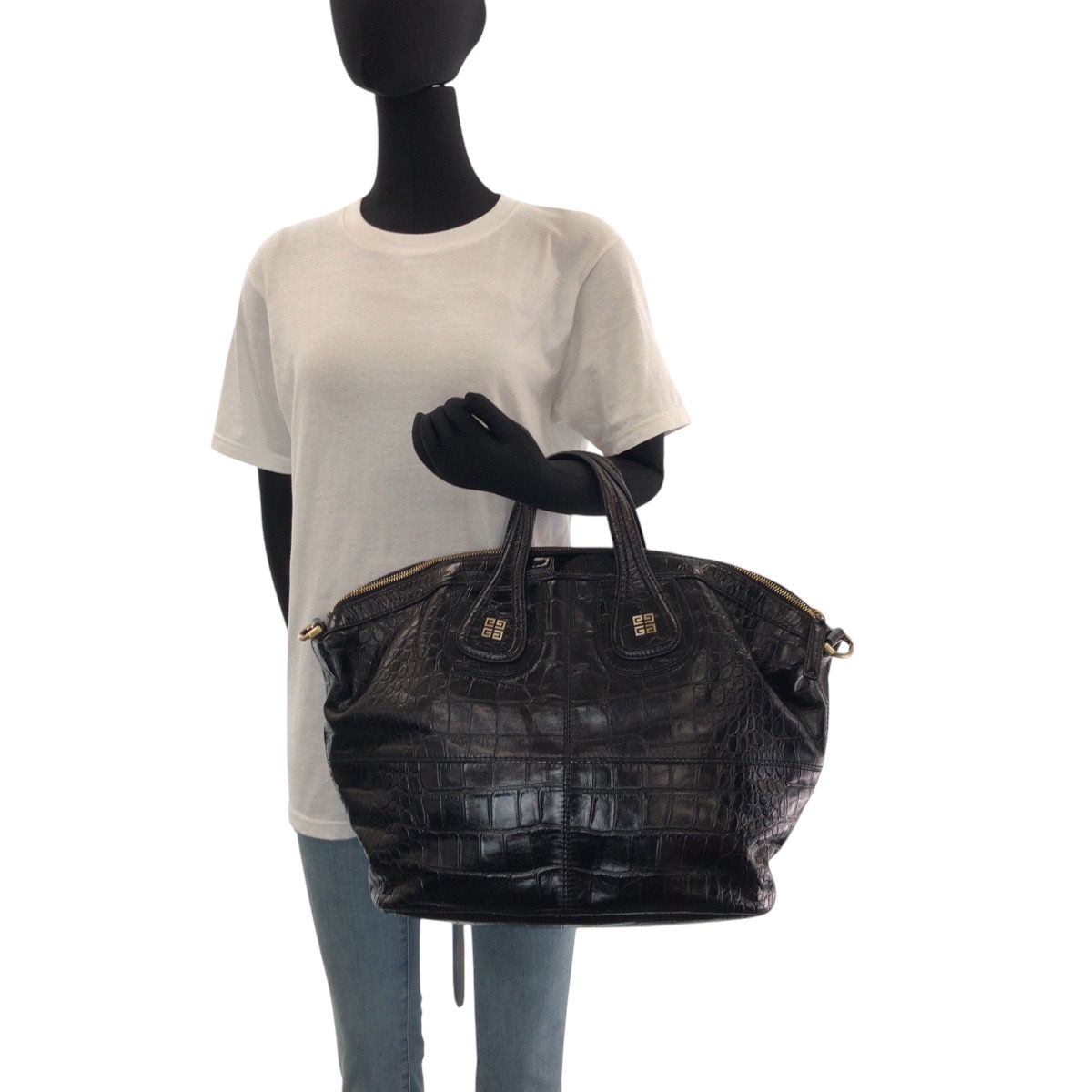美品 Givenchy ジバンシー ナイチンゲール 型押し ブラック 黒 