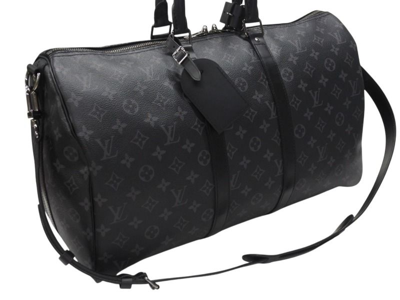 豊富な商品を即検索。 LOUIS VUITTON ルイヴィトン エクリプス キーポル バンドリエール45 ボストンバッグ M40569 シルバー金具 ブラック 4b006840