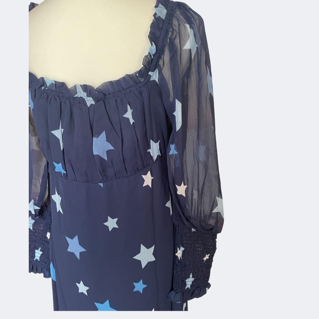 ネイビーシフォンのフ ワンピース