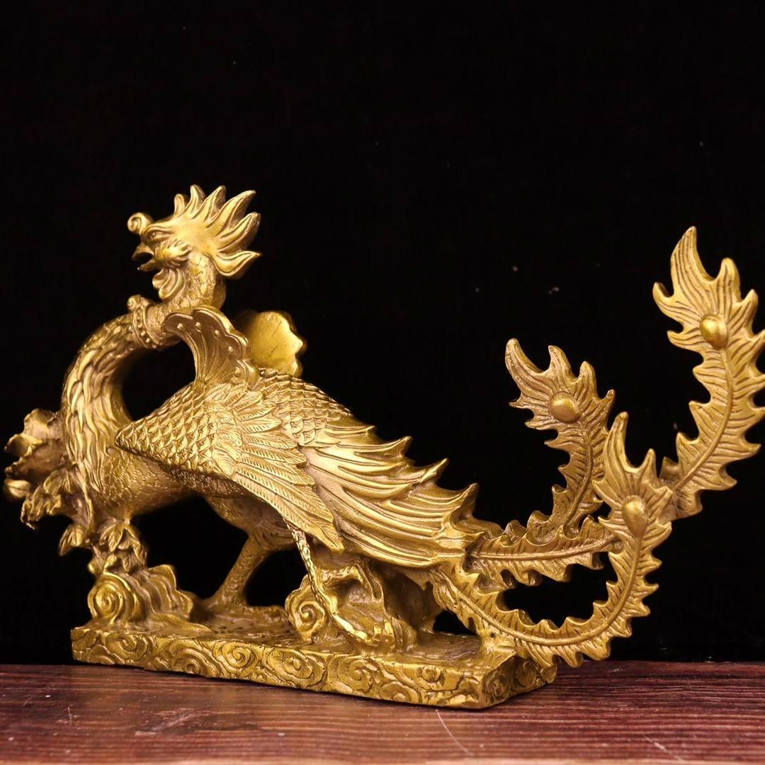 風水 鳳凰と龍 2体セット 高さ16cm 置物 フェニックス 不死鳥 ゴールド 風水 鳳凰と龍 2体セット 高さ16cm 置物 フェニックス 不死鳥 ゴールド