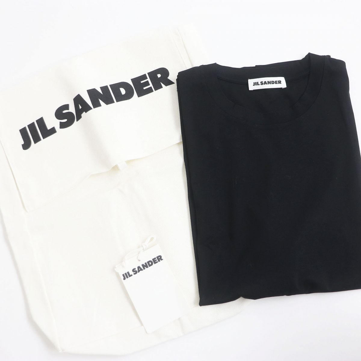 極美品□JIL SANDER/ジルサンダー JSPS705002 無地 コットン100％ クルーネック 薄手 ショートスリーブ 半袖Tシャツ 黒 M 伊製 正規品