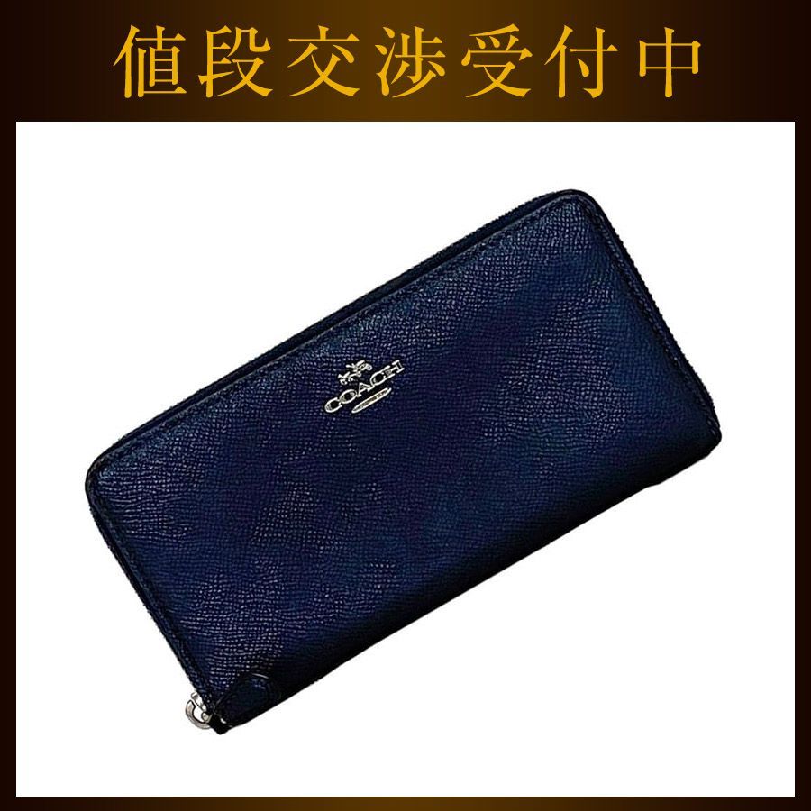 コーチ ラウンドファスナー 長財布 ec-22476 ネイビー 87071 - メルカリ
