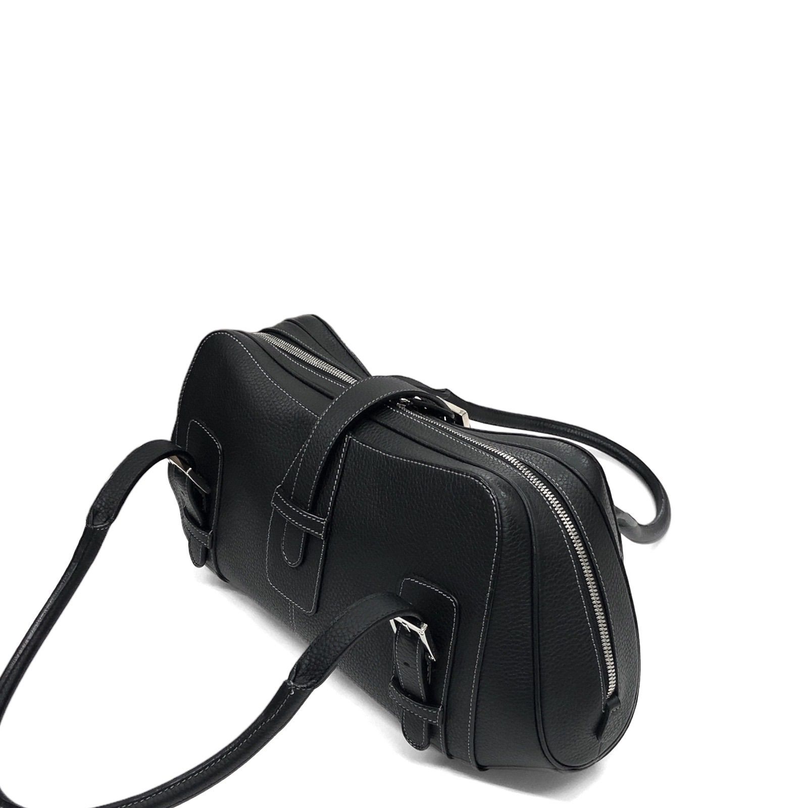 【美品】LOEWE ロエベ BOLSO SENDA 4 NEGRO センダ ハンドバッグ ショルダーバッグ ミニボストン レザー 黒 ブラック