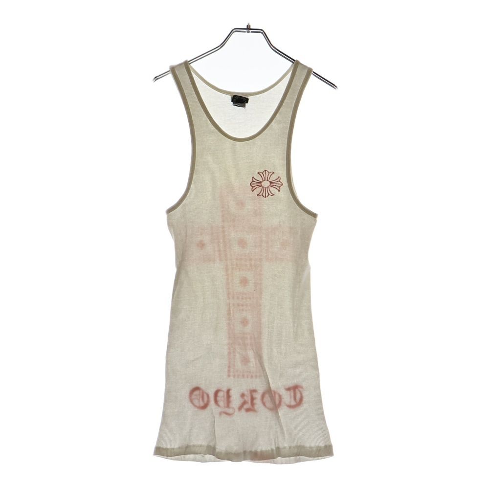 CHROME HEARTS クロムハーツ CH PLUS Tank Top TOKYO CHプラス タンクトップ ノースリーブ コットン ホワイト|ピンク