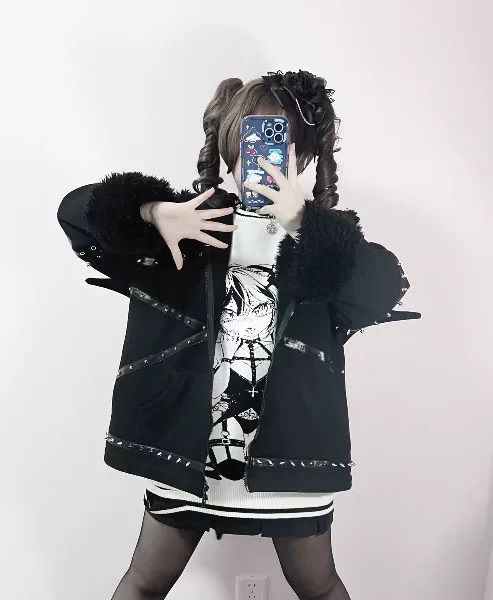 猫耳スカルキャットファーブルゾン【BLACK】｜LISTEN FLAVOR(リッスン