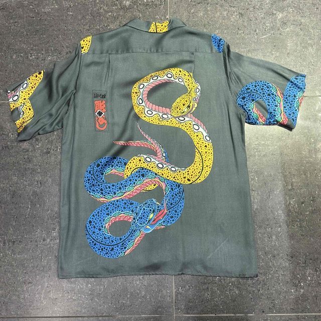 NIPOALOHA 四代目彫よし格 黄蛇|青蛇 SHIRT SIZE-2 ニポアロハ 半袖シャツ 南堀江店