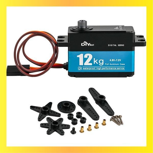 送料無料 DIYmall 12KG デジタルサーボ 高トルク フルメタルギア 180度 7.4V 防水 ロボット RC サーボ 1/10 1/8 車用
