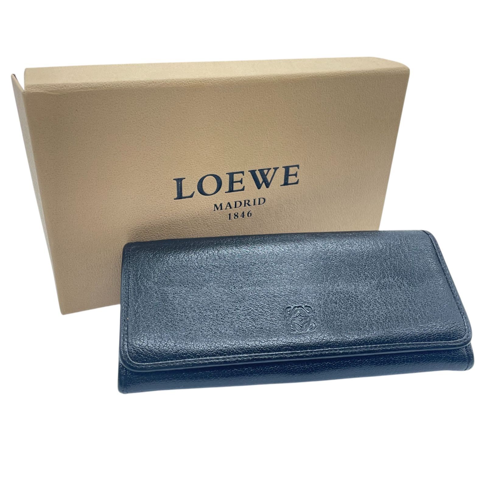 美品】ロエベ(LOEWE) アマソナ アナグラム レザー 二つ折り長