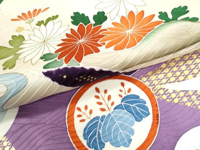 平和屋着物○創業460年・千總 振袖 駒刺繍 流水鴛鴦吉祥花丸文