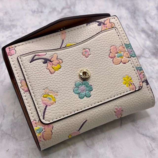 COACH コーチ スモールウォレット カラーブロック フローラルプリント 