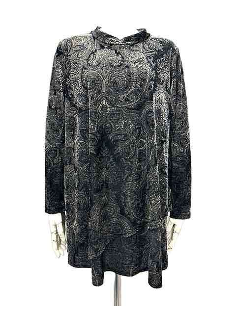 Liliane Burty - 【新古品】【未使用】Liliane Burty リリアンビューティ トップス 総柄 ベロア 日本製 サイズLS28＿s-0677-r28 Liliane Burty - 【新古品】【未使用】Liliane Burty リリアン