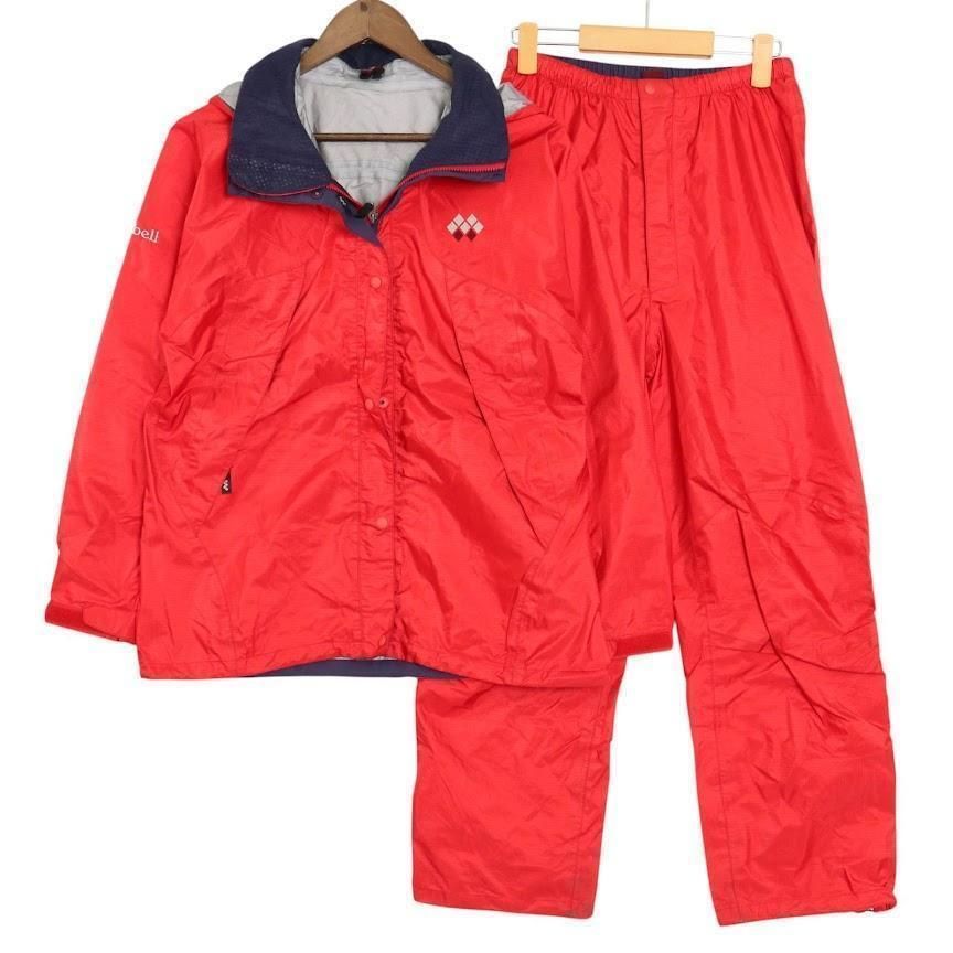 mont-bell モンベル ストームクルーザー セットアップ 上下セット M レインウェア ゴアテックス GORE-TEX レッド 登山 アウトドア
