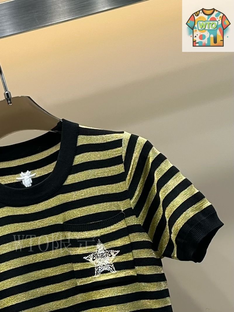【期間限定お値下げ】Christian Dior ストライプニット半袖 今日特価】Dior 25 夏季 ストライプ刺繍 ニット半袖-3 - メルカリ