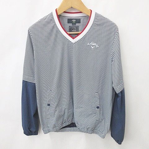 キャロウェイ CALLAWAY ゴルフ ジャケット スニード WINDSPORT ウィンドブレーカ 長袖 半袖 2WAY Vネック ボーダー メッシュ 紺 白 赤 ネイビー ホワイト レッド L