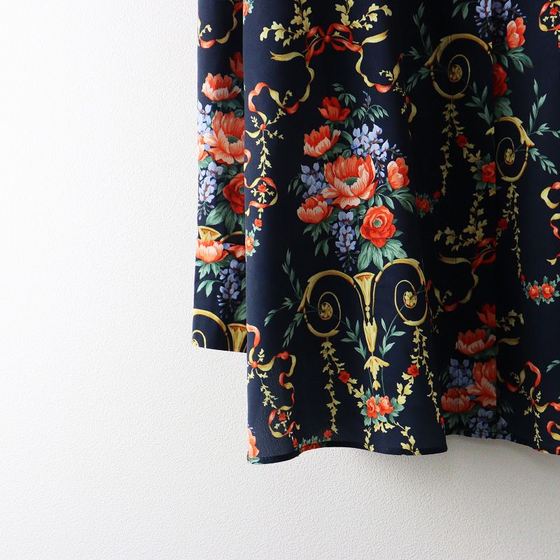 2024SS ロイスクレヨン Lois CRAYON ブーケリボン シャツ M｜ネイビー  