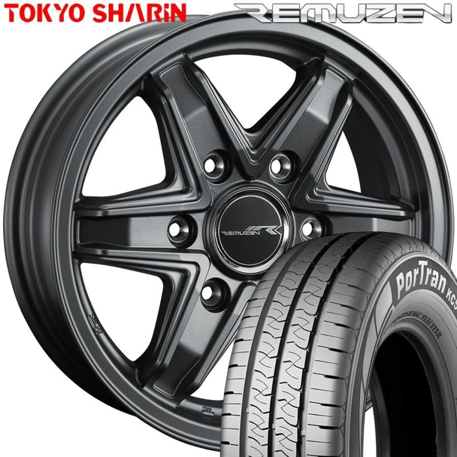 期間 ラジアル TOKYO SHARIN 東京車輪 REMUZEN レミューゼン 15ｘ6.0 ＋33 6H|139.7 マットガンメタ ｘ４本 クムホ ポートラン KC53 195|80R15