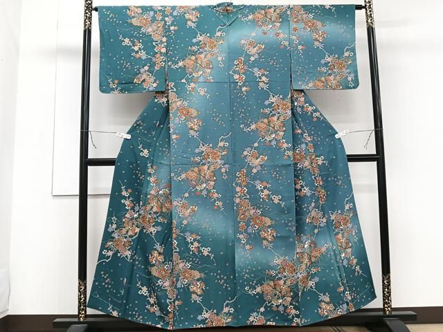 訪問着 銀彩 花籠 紋意匠 正絹 躾糸付き X587 訪問着 銀彩 花籠 紋意匠 正絹 躾糸付き X587 全商品 - 和