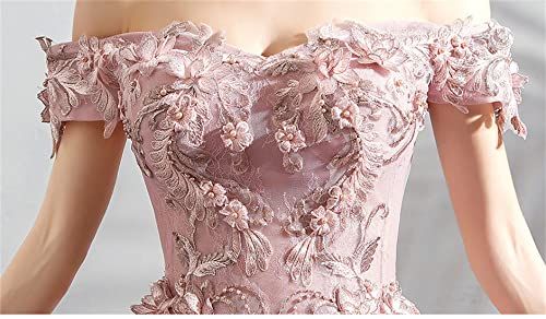 スペシャル YUANYUAN レディース ピンクドレス 宴会ドレス イブニングドレス ワンピース パフォーマンス コーラスホスト 発表会 演奏会 二次会 結婚式 立体的な花柄 刺繍 着痩せ 体型カバー エレガント マキシ丈 春夏 ピンク M M