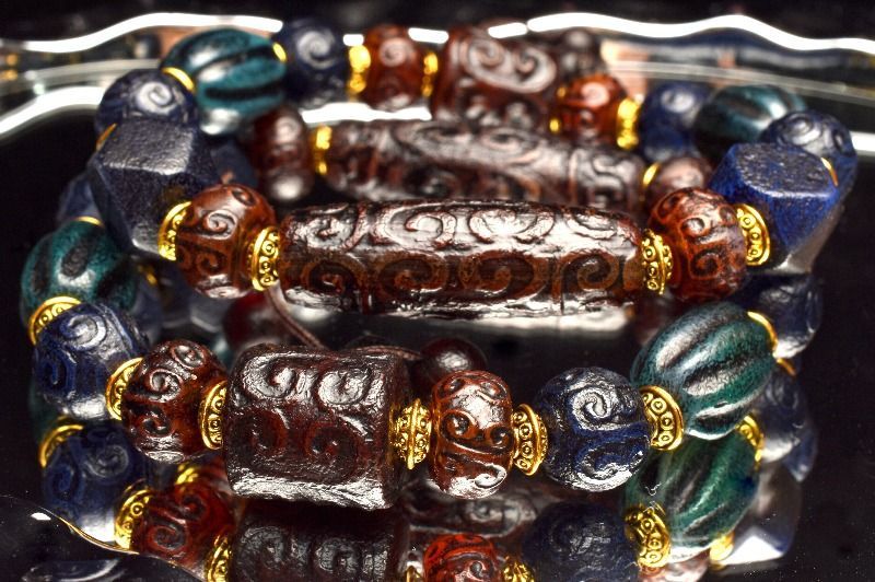 瑪瑙天珠 7.5-17.5x11.5-17(丸玉34.5-39.5x12-13)mm マニ車天珠