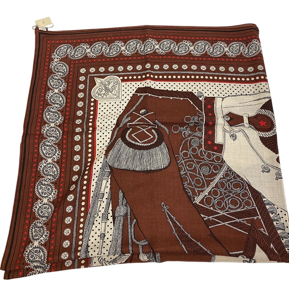 エルメス HERMES ストール カレジェアン Zouaves et Dragons ズアヴとドラゴン ブラウン Hermes Scarf 