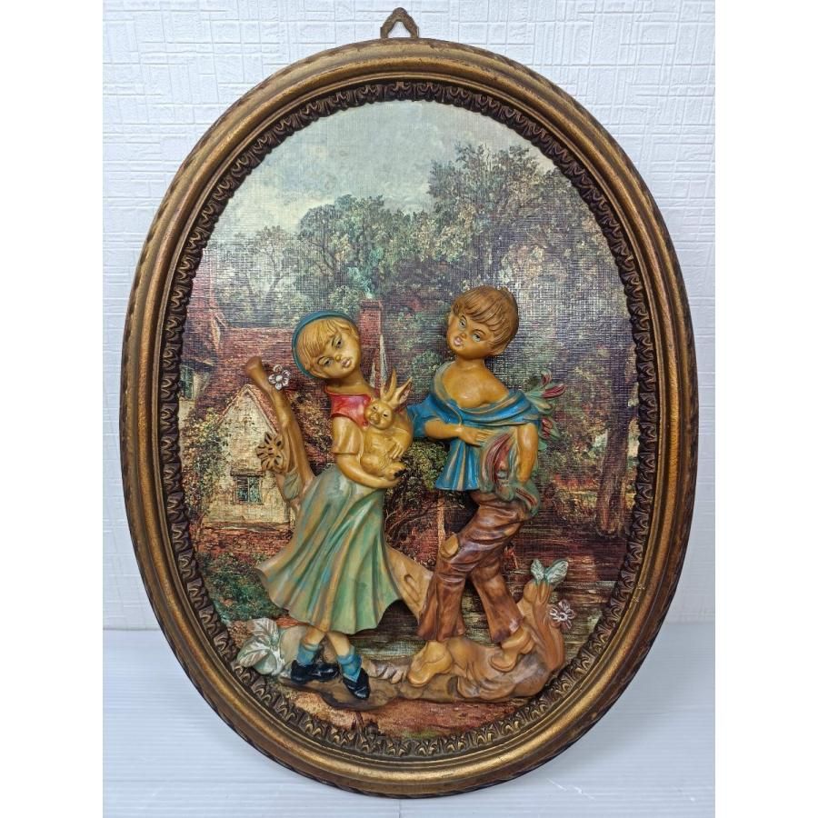 値下げ中　西洋アンティーク　壁飾り　壁画　立体 絵画　　レトロ　イタリア製 値下げ中 西洋アンティーク 壁飾り 壁画 立体 絵画 レトロ