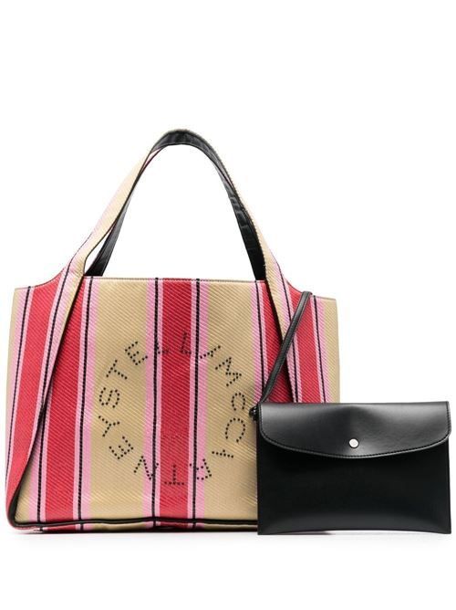 ステラマッカートニーロゴ ストライプラフィアトートバッグ STELLA