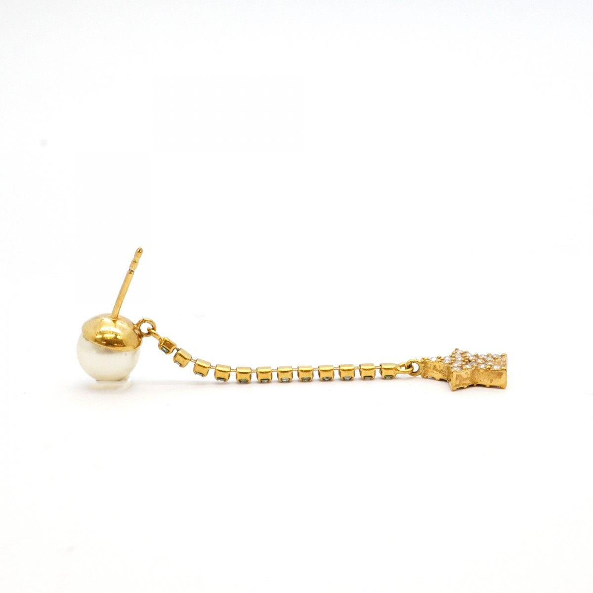 美品 クリスチャンディオール フェイクパール ラインストーン ピアス. 1000063735917-11.jpg