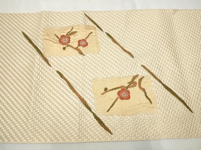 平和屋着物●本場筑前博多織　八寸名古屋帯　枝梅文　正絹　逸品　CAAX1460hy 平和屋着物○本場筑前博多織 八寸名古屋帯 枝梅文 正絹 逸品
