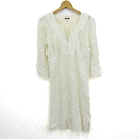 ジェイクルー ワンピース トップス 長袖 キーネック リネン レディース Sサイズ ホワイト J.CREW