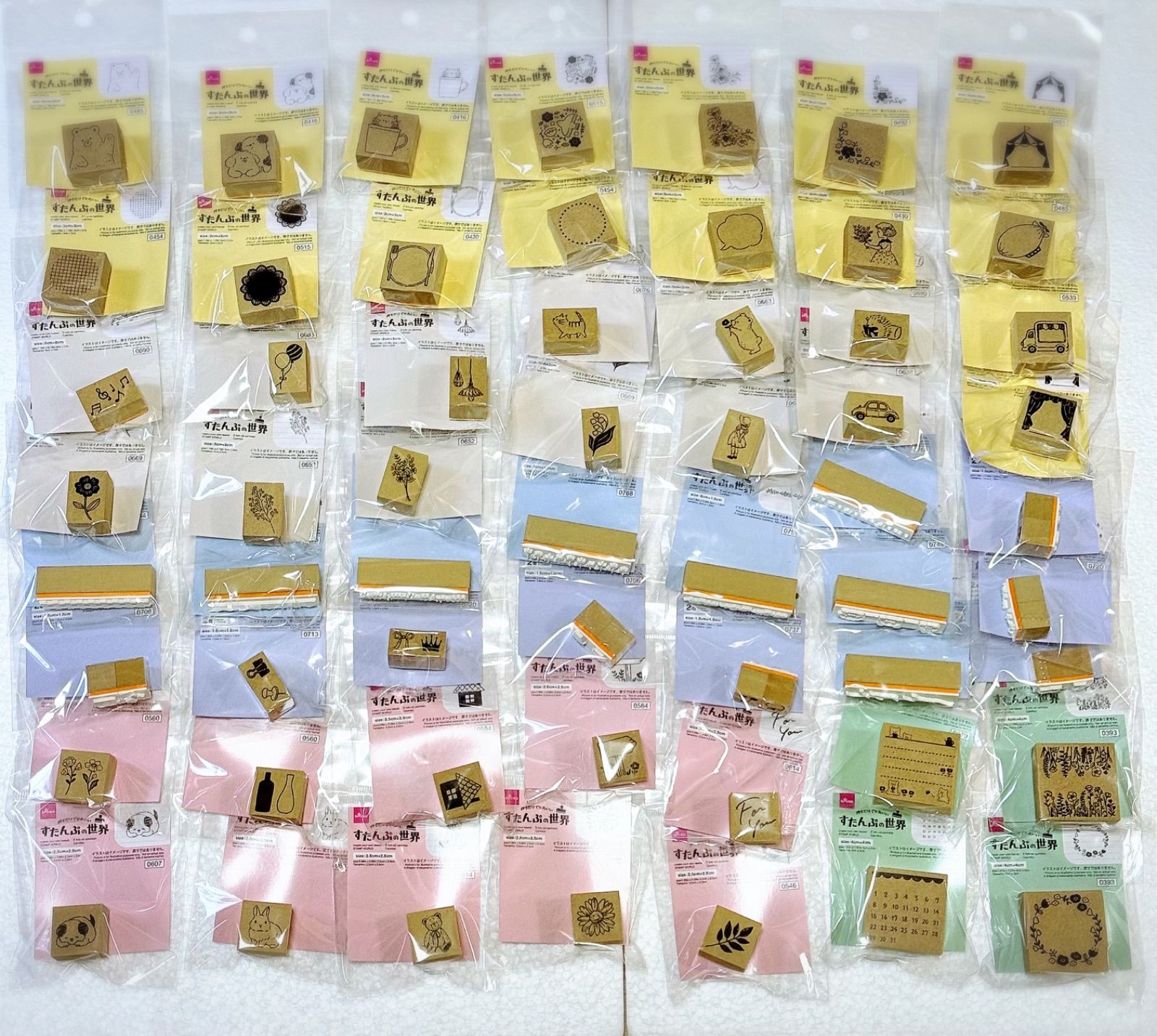 ダイソー すたんぷの世界 ５８種類 コンプリート スタンプ サンキューカード ハンドメイド 梱包 プレゼント 感謝 文房具 くま ねこ 花 のりもの 動物 ボタニカル