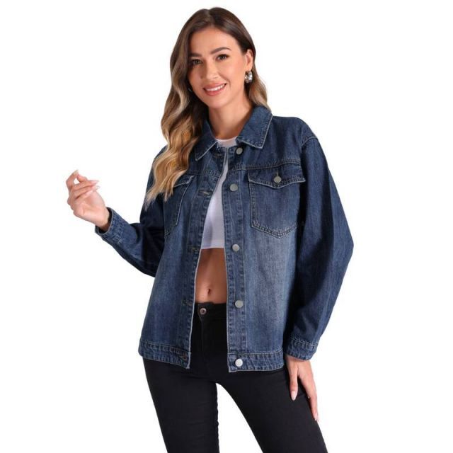 【送料無料】 アレグラ ケー レディース ジャケット・ブルゾン アウター Denim Jacket for Women's Vintage Button Down Long Sleeve Jacket Blue