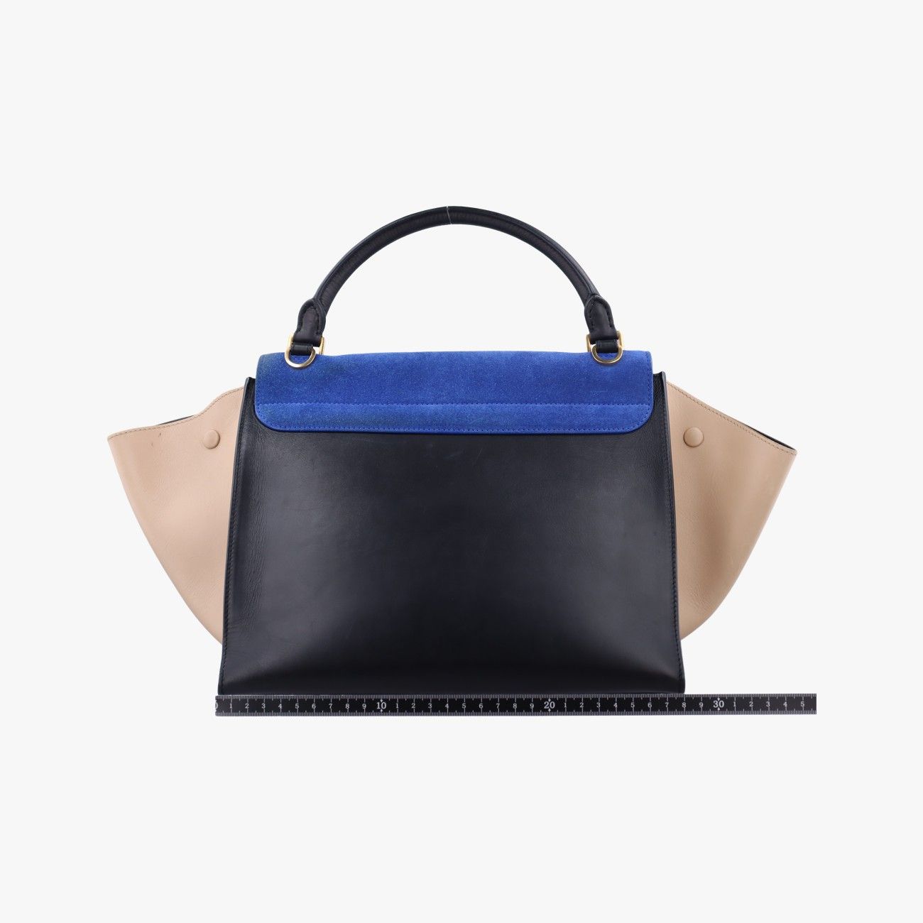 セリーヌCelineトラペーズ ベージ×ブルー×ブラック スエード×レザー S-GM-1101