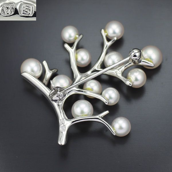 【美品】MIKIMOTO アコヤパール　ブローチ SV 美品 MIKIMOTO ミキモト K14WG ダイヤ パール 帯留め ブローチ
