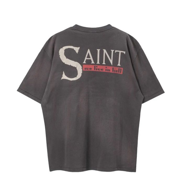 □SAINT MICHAELセントマイケル□WE LIVE HELL プリント半袖Tシャツ 