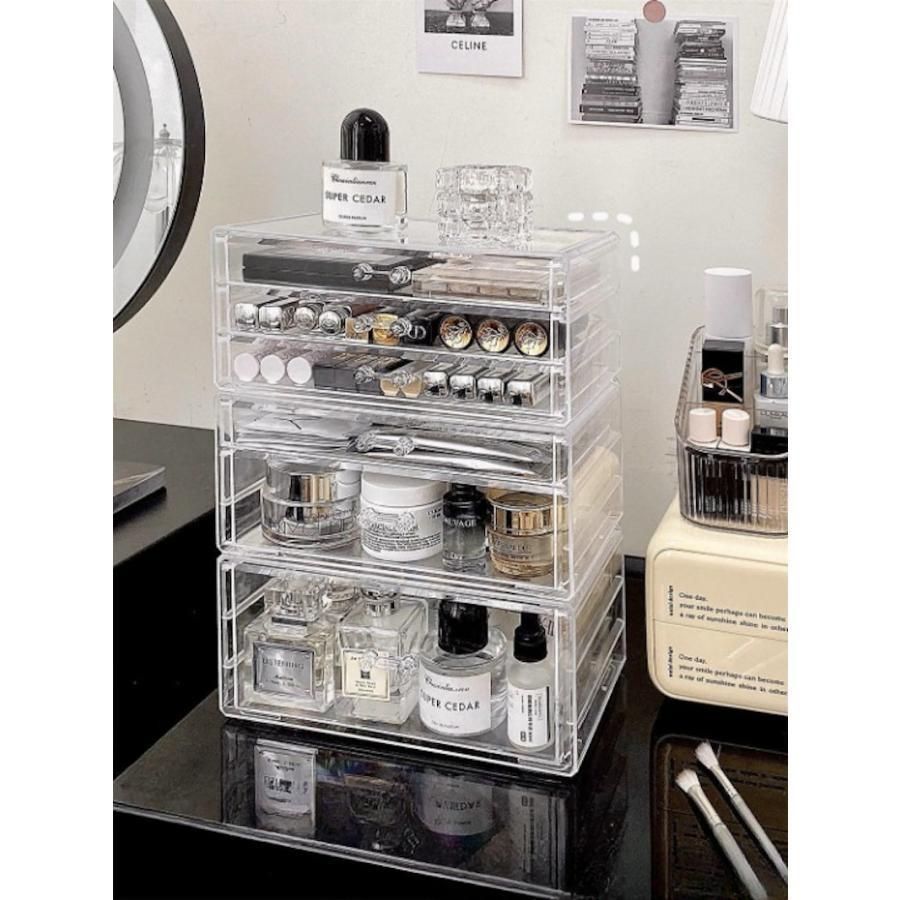 メイクボックス 化粧品収納ボックス メイク道具 コスメ 美容 コスメ収納 1段 2段 3段 引き出し式 透明 クリア デスクトップ ジュエリー収納 NDHP575 NEXPOTALLINN_EU