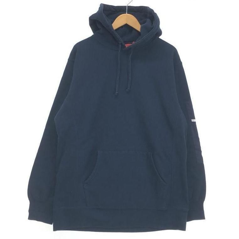 中古】SUPREME 17SS Sleeve Patch Hooded Sweatshirt パーカー XL 