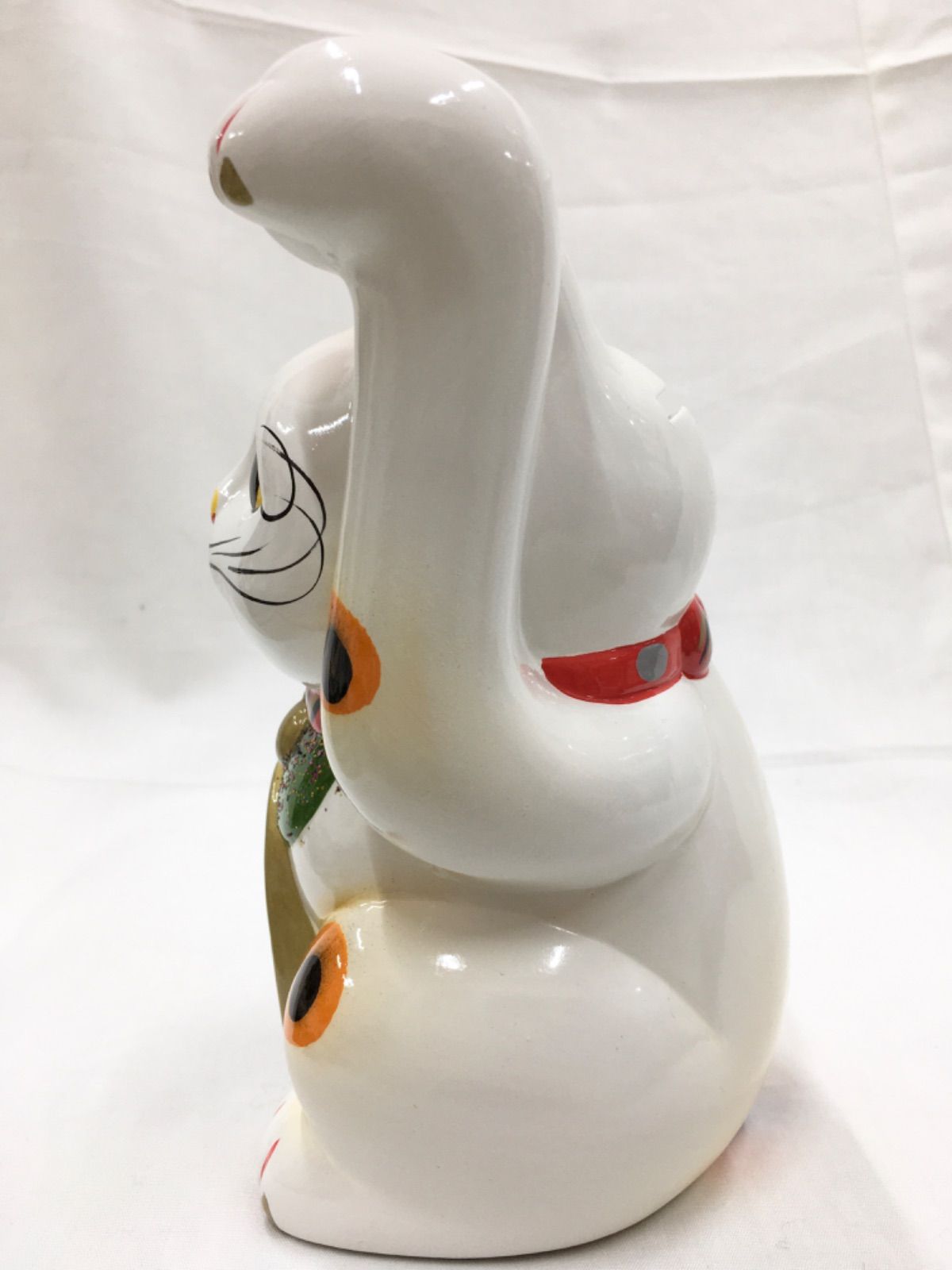 花ラブリ» MNN129L6 6号 19cm 新品 招き猫 貯金箱 白 三毛猫 猫