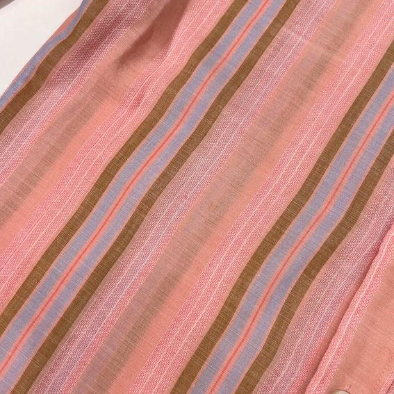 70s VAN HEUSEN 417 バンヒューゼン ストライプ 長袖シャツ 33/ピンク