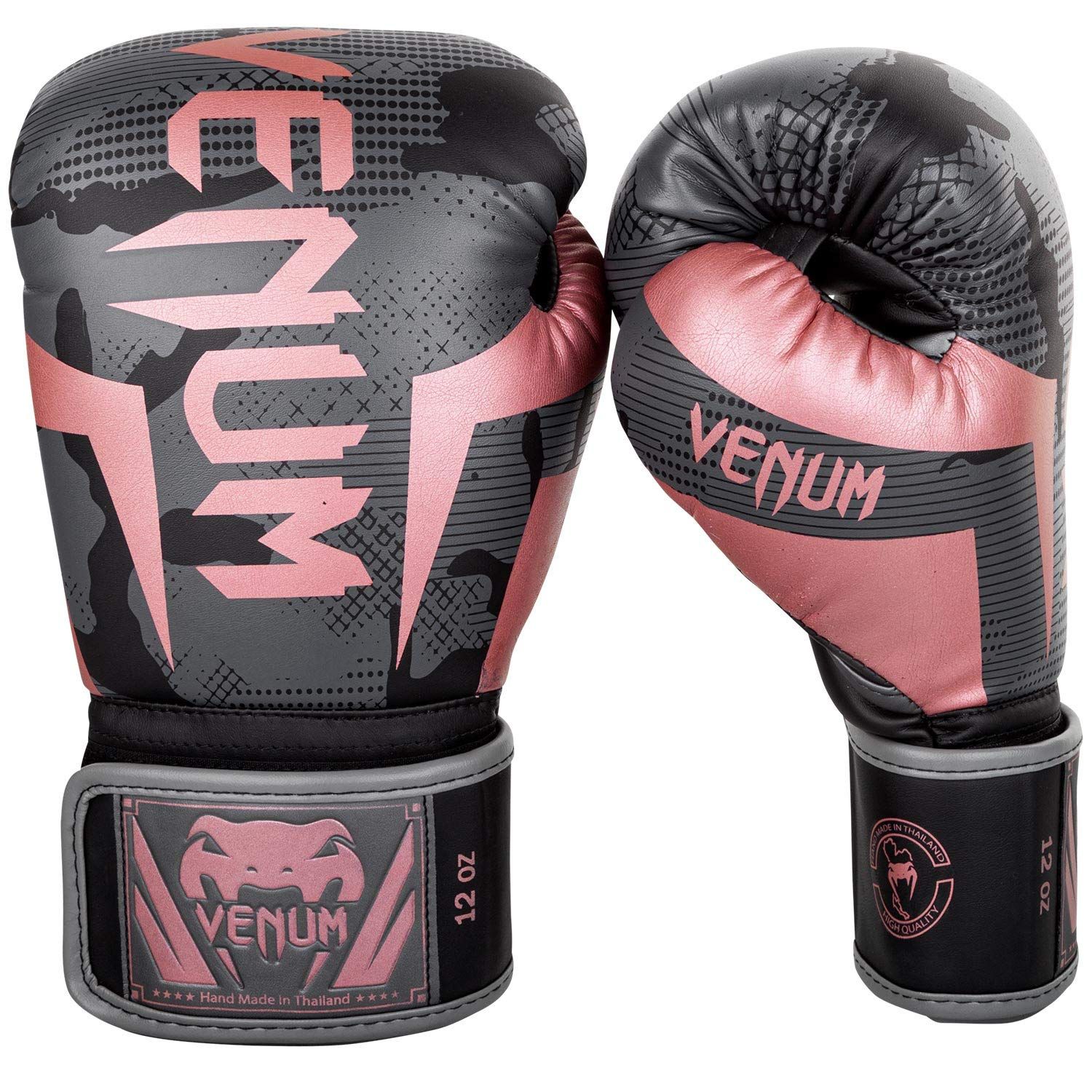 Venum Elite ボクシンググローブ ブラック/ピンクゴールド 16オンス [ブラック] [16-Ounce]