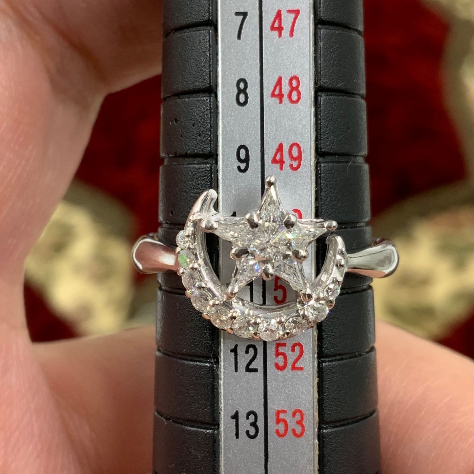 pt900 ダイヤモンドリング 5.4g スターデザイン 約10.5号 0.33ct 