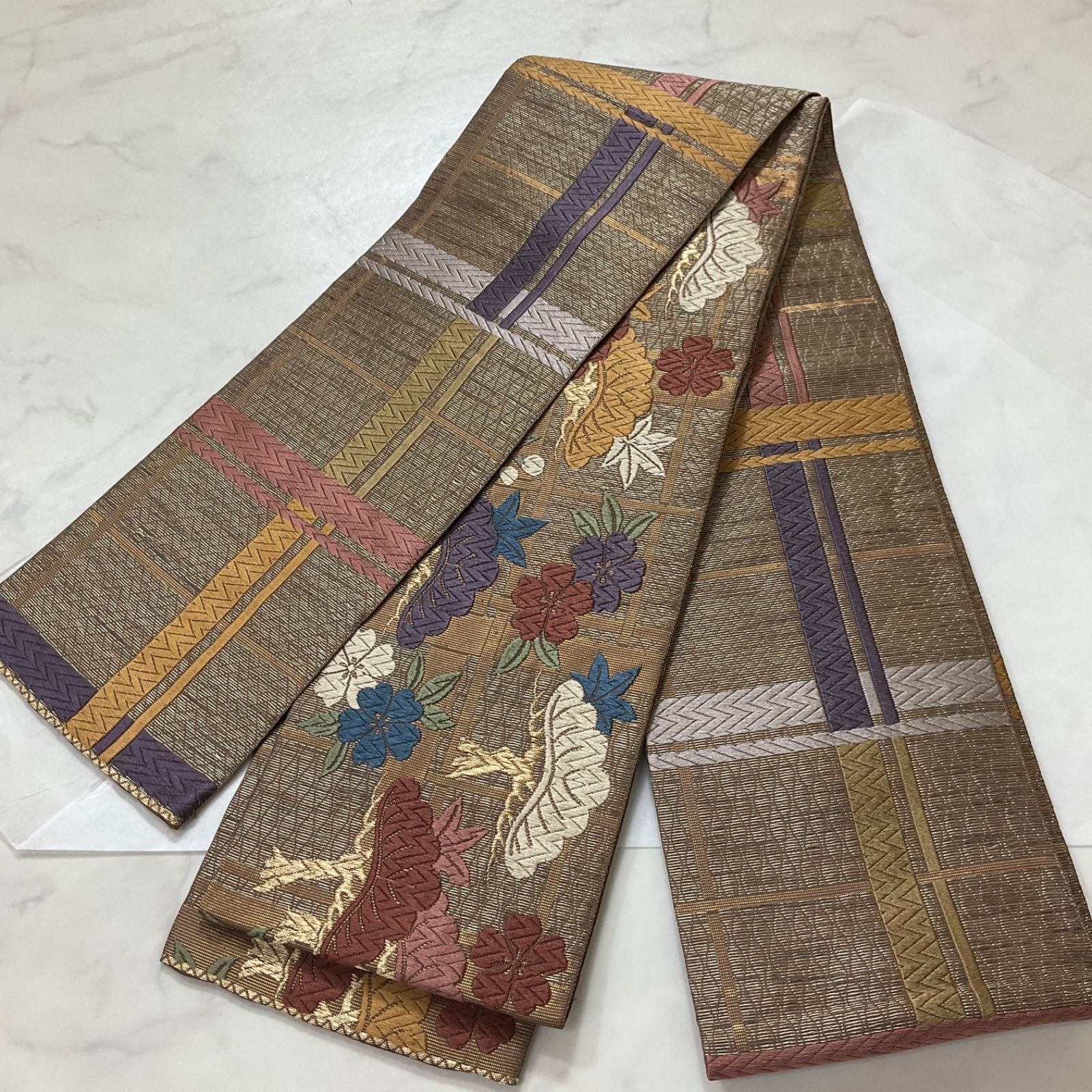 kimono+one○最高級西陣織唐織正絹○素敵な半幅帯○リバーシブル